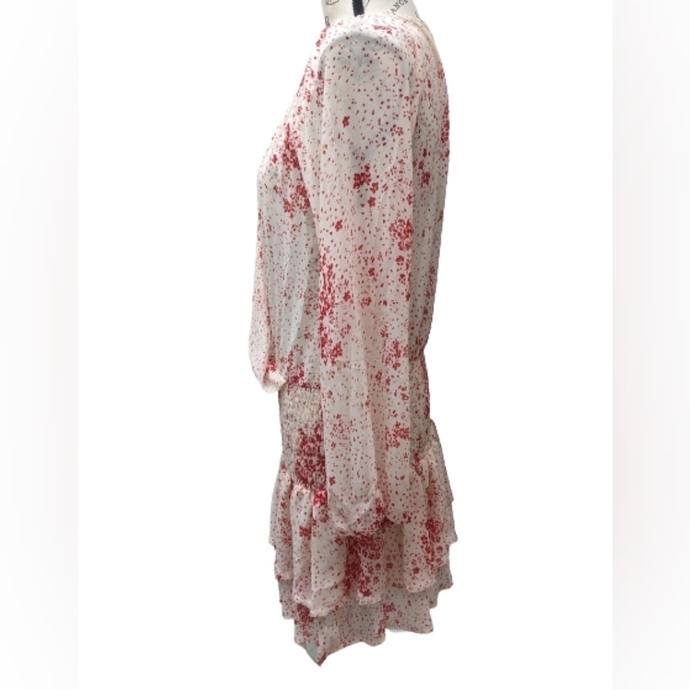 Princess Polly Altona white and red floral long sleeves mini dress size 2 - Picture 4 of 15